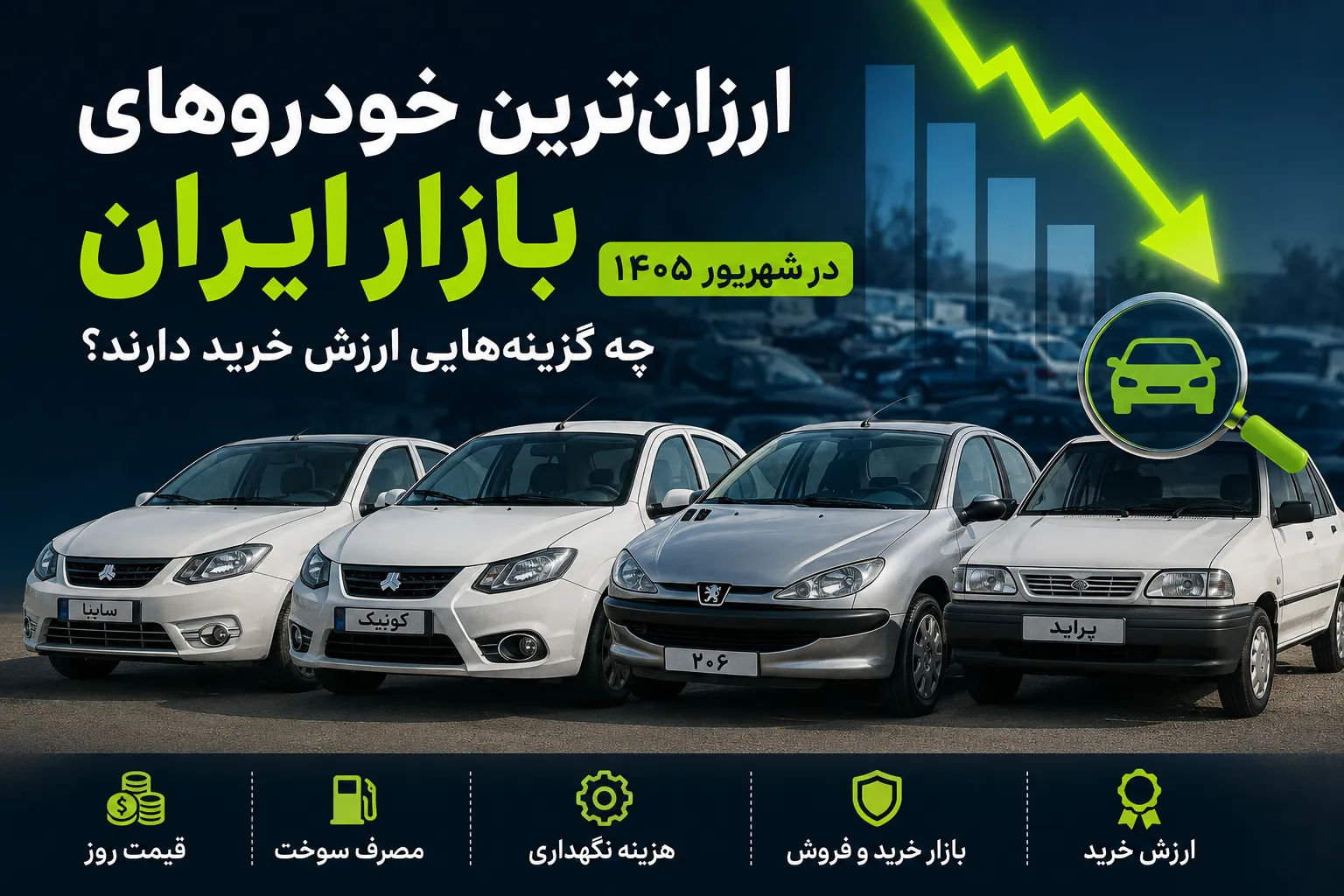 ارزان‌ترین خودروهای بازار ایران در شهریور ۱۴۰۵؛ چه ماشینی بخریم؟