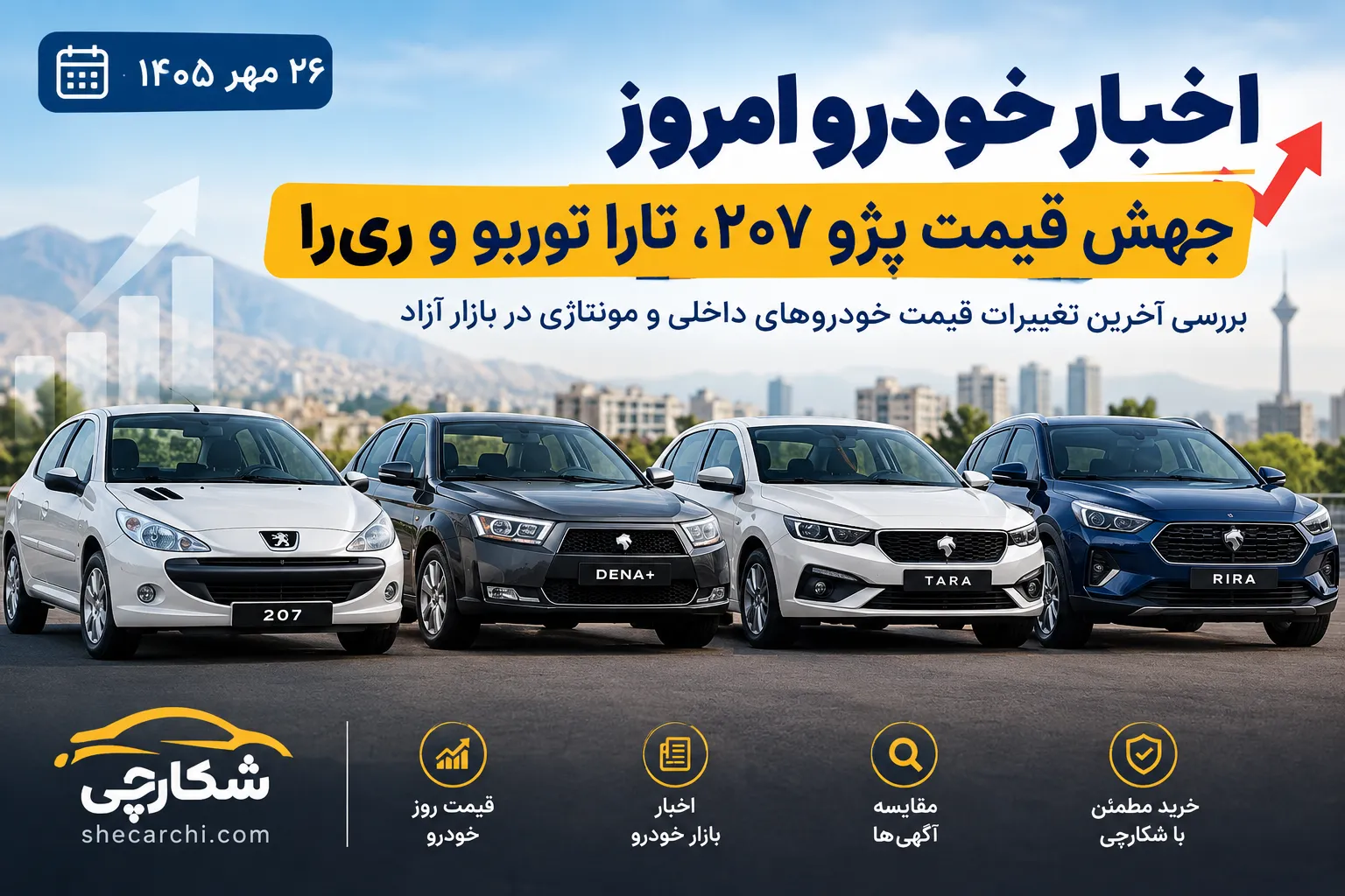 قیمت خودرو امروز ۲۶ مهر ۱۴۰۵؛ جهش قیمت ۲۰۷ و ری‌را