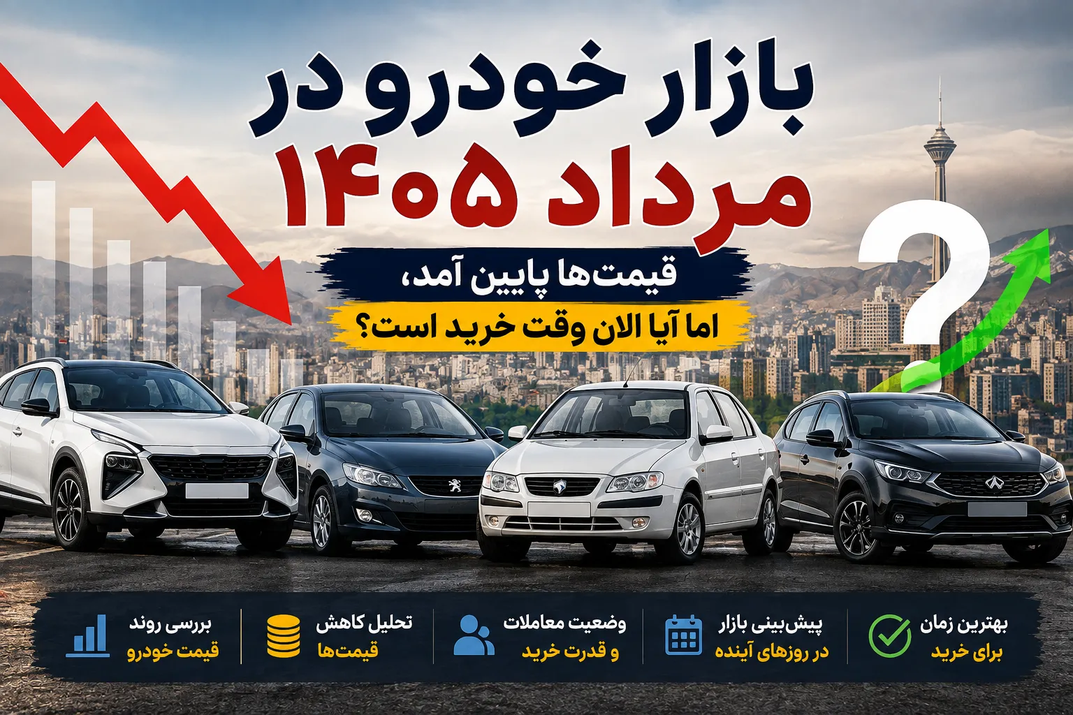 بازار خودرو در مرداد ۱۴۰۵؛ قیمتها پایین آمد، اما آیا الان وقت خرید است؟