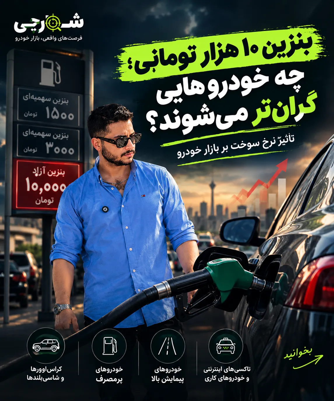 بنزین ۱۰ هزار تومانی؛ چه خودروهایی گرانتر میشوند؟ | تأثیر نرخ سوخت بر بازار خودرو